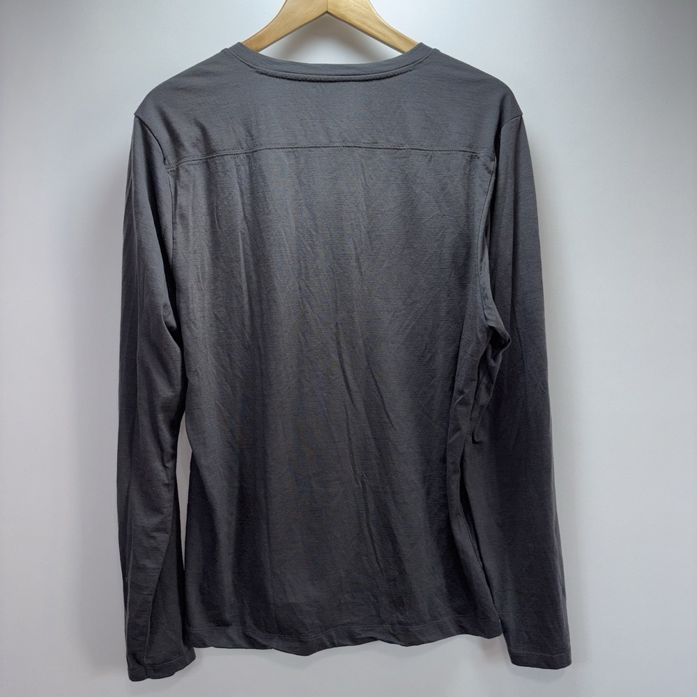 Rhone Merino Wool Long Sleeve Henley Shirt Gray Men's Large Performance - Picture 9 of 9